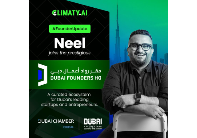 Climaty AI’s Neel Pandya Selected For Dubai Founders HQ Founder Ecosystem